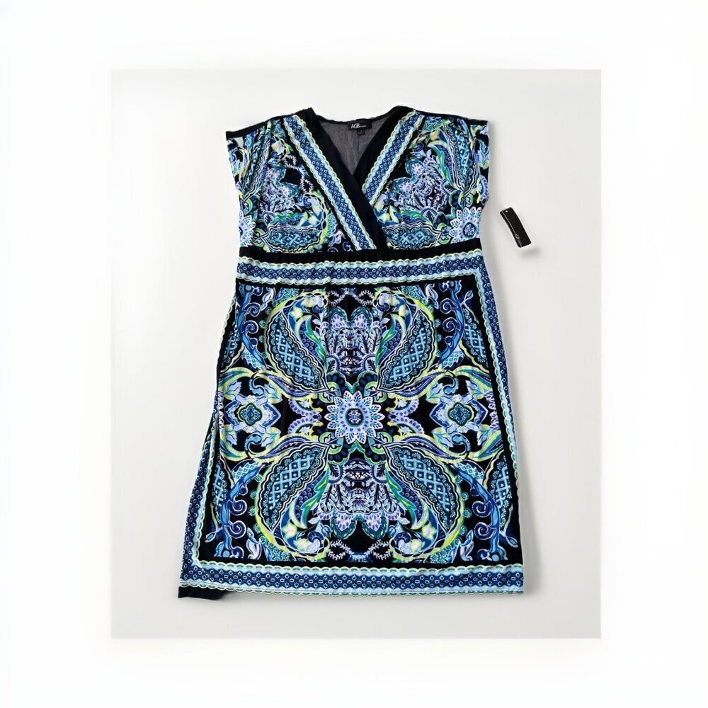 AGB Woman Paisley V-Neck Cap Sleeve Dress 1X NWT Made in USA - Picture 9 of 13